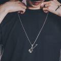 wholesale 925 Sterling Silver Electric Guitar Pendant Necklace Punk Rock Music Jewelry for Women and Men-0-2
