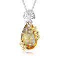 TOUPOP Sterling Silver Yellow Teardrop Crystal Pendant Necklace-0-0