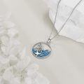 wholesale 925 Sterling Silver Ocean Wave & Starfish Pendant Necklace with Blue Crystal and Anchor Design-0-4