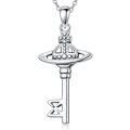 wholesale 925 Sterling Silver Key Pendant Necklace Wholesale With Orb And Bow-0-0