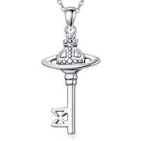 wholesale 925 Sterling Silver Key Pendant Necklace Wholesale With Orb And Bow-Saturn