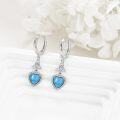 wholesale 925 Sterling Silver Heart-Shaped Turquoise and Cubic Zirconia Drop Earrings for Women-0-3