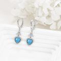 wholesale 925 Sterling Silver Heart Charm Drop Earrings With Turquoise And Zirconia-0-3