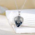 wholesale 925 Sterling Silver Guitar Pick Shaped Opal Stone Musical Note Pendant Necklace-0-2