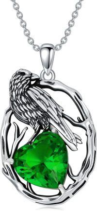 wholesale Sterling Silver Birthstone Raven Necklace for Women-May