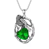 wholesale 925 Sterling Silver Birthstone Raven Necklace for Women-May