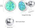 wholesale 925 Sterling Silver Round Blue Green Opal Stud Earrings for Women-0-5