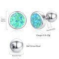 wholesale 925 Sterling Silver Round Blue Green Opal Stud Earrings for Women-0-5