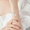 wholesale 925 Sterling Silver Heart Lock Charm Bracelet with Moonstone and Crystal Accents-0-1