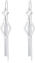 wholesale 925 Sterling Silver Threader Earrings for Women - Long Chain Dangle Hypoallergenic Tassel Earrings Fashion Jewelry-0-0