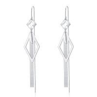 wholesale 925 Sterling Silver Threader Earrings for Women - Long Chain Dangle Hypoallergenic Tassel Earrings Fashion Jewelry-Diamond Tassel
