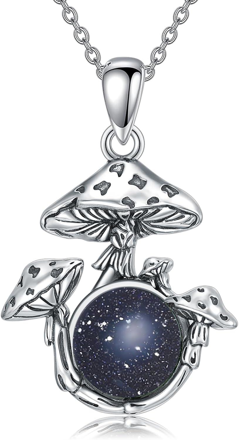  Sterling Silver Mushroom Necklace Jewelry Gift for Female Mushroom Lovers -0-1