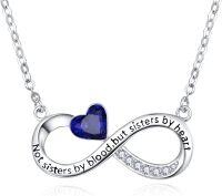 wholesale  Sterling Silver Best Friend Mother Couple Necklace for Women Sisters Mom Lovers Gift -Sapphire