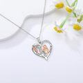 wholesale 925 Sterling Silver Rose Gold Mother & Daughter Heart Pendant Necklace with Cubic Zirconia - 4 Colors Available-0-1