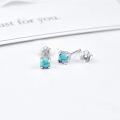 wholesale 925 Sterling Silver Turquoise Stud Earrings 4mm/6mm Round Shape Tiny Studs Jewelry for Women Girlfriend-0-1