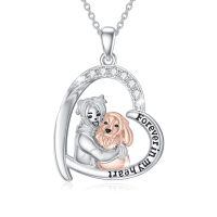 TOUPOP Sterling Silver S925 Forever In My Heart Dog Pendant Necklace-undefined