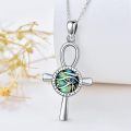 wholesale 925 Sterling Silver Abalone Shell Eye Of Horus Scarab Cross Pendant Necklace-0-1