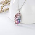 TOUPOP Sterling Silver Iridescent Pendant Tree Of Life Necklace-0-2