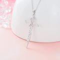 wholesale 925 Sterling Silver Pink Ribbon Survivor Cross Pendant Necklace-0-1