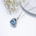 wholesale 925 Sterling Silver Blue Crystal Heart Zodiac Constellation Pendant Necklace-0-4