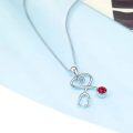 wholesale S925 Sterling Silver Simulated Ruby Crystal Stethoscope Necklace for Medical Workers-0-2