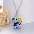 wholesale 925 Sterling Silver Heart Sunflower & Butterfly Keepsake Urn Necklace with Funnel and Fill Tool - Memorial Jewelry for Ashes-0-3