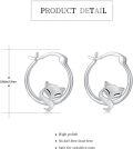 wholesale 925 Sterling Silver Fox Head Huggie Hoop Earrings for Sensitive Ears-0-5