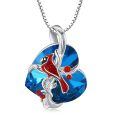 wholesale 925 Sterling Silver Cardinal Necklace With Blue Heart Pendant-0-0
