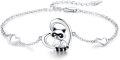 wholesale 925 Sterling Silver Heart-Shaped Charm Bracelet with Cute Raccoon Pendant for Women - Animal Lovers' Gift-0-0