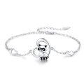 wholesale 925 Sterling Silver Heart-Shaped Charm Bracelet with Cute Raccoon Pendant for Women - Animal Lovers' Gift-0-0