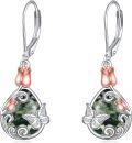 wholesale 925 Sterling Silver Butterfly Drop Earrings w/Moonstone & Green Stone-0-0