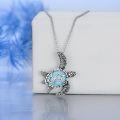 wholesale 925 Sterling Silver Larimar Abalone Shell Ocean Tree of Life Sea Turtle Pendant Necklace-0-4