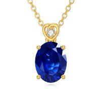 wholesale 14k Gold Amethyst Pendant Necklace-Created Sapphire