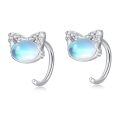 wholesale 925 Sterling Silver Cat Ear Clip Earrings White Gold Plated Blue Moonstone Cz Accents-0-0