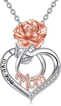 wholesale TOUPOP Gifts For Mom Birth Flower Mom Necklace Sterling Silver Mom Birthday Gifts I Love You Mom Pendant Necklace Fashion Jewelry Birth Flower Mom Jewelry Gifts For Mom, Metal, Not Known -undefined