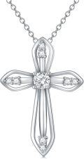 wholesale 925 Sterling Silver 925 with White Cubic Zirconia Cross Pendant Necklaces for Women s-0-0