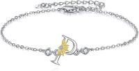 wholesale 925 Sterling Silver Sunflower Initial Alphabet Script Letter Bracelet for Women Girls-Initial P