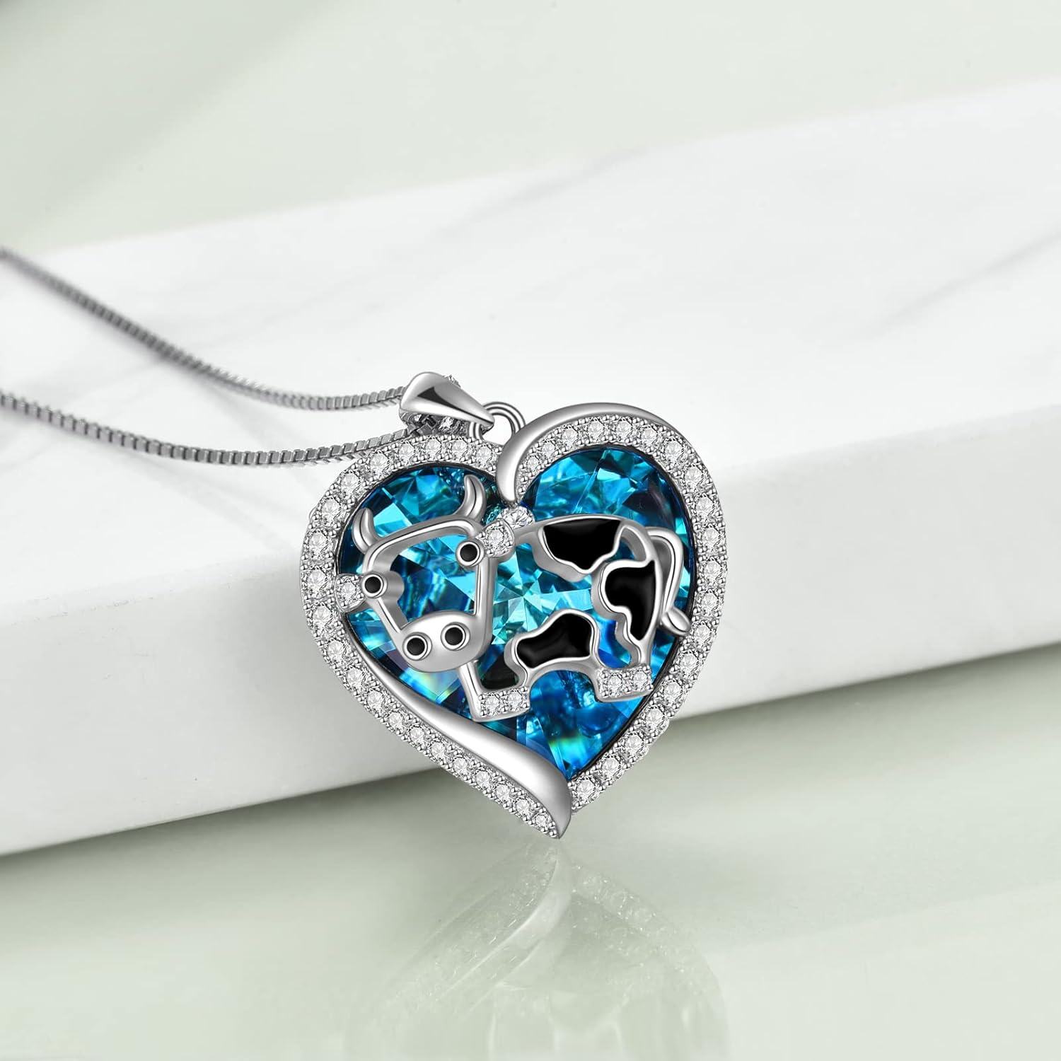  Sterling Silver Cow Necklace Jewelry Gift for Women Girls Mom Sister -0-4