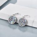 wholesale 925 Sterling Silver Abalone Shell Wheel of Hecate Leverback Drop Earrings Witchcraft Jewellery Gifts for Women-0-2
