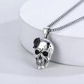 wholesale 925 Sterling Silver Gothic Rose Skull Pendant Necklace  Punk Skeleton Jewelry for Men & Women-0-5