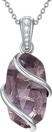 wholesale Sterling Silver Gemstone Dainty Pendant Necklace for Women Mom Gift-A-Amethyst-February