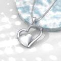 wholesale 925 Sterling Silver Double Heart Pendant with Cubic Zirconia Necklaces for Women s 45cm Chain Length-0-3