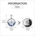 wholesale 925 Sterling Silver Compass Wave Blue Crystal Pendant Necklace for Women Girls-0-1