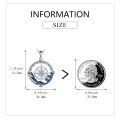 wholesale 925 Sterling Silver Compass Wave Blue Crystal Pendant Necklace for Women Girls-0-1