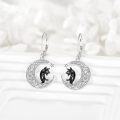 wholesale 925 Sterling Silver Black Cat Moon Star Drop Earrings-0-2
