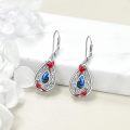 wholesale 925 Sterling Silver Red Cardinal Teardrop Abalone Shell Leverback Drop Earrings-0-2