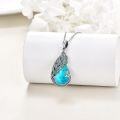 wholesale 925 Sterling Silver Teardrop Turquoise & Blue Crystal Peacock Pendant Necklace for Women's Gifts-0-2