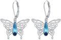 wholesale 925 Sterling Silver Blue Crystal Butterfly Drop Earrings for Women-0-0