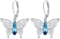 wholesale 925 Sterling Silver Blue Crystal Butterfly Drop Earrings for Women-B04-Butterfly-Crystal-1