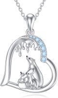 wholesale 925 Sterling Silver Heart-Shaped Polar Bear and Cub Pendant Necklace - Mommy & Me s for Women-0-0